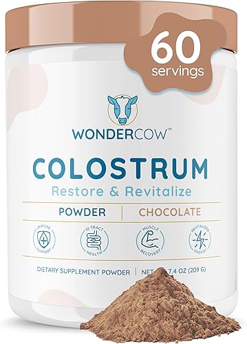 WONDERCOW Suplemento de calostro en polvo para la salud intestinal, apoyo inmunológico, recuperación muscular y bienestar  Superalimento de calostro
