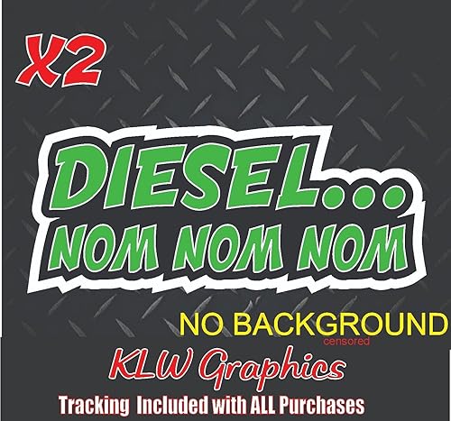Diesel Nom Nom Nom Lime Green Black White Full Color Decal Sticker Turbo Diesel Truck 7.3 6.7 6.0 3.0 Crew Cab Def Soot Led