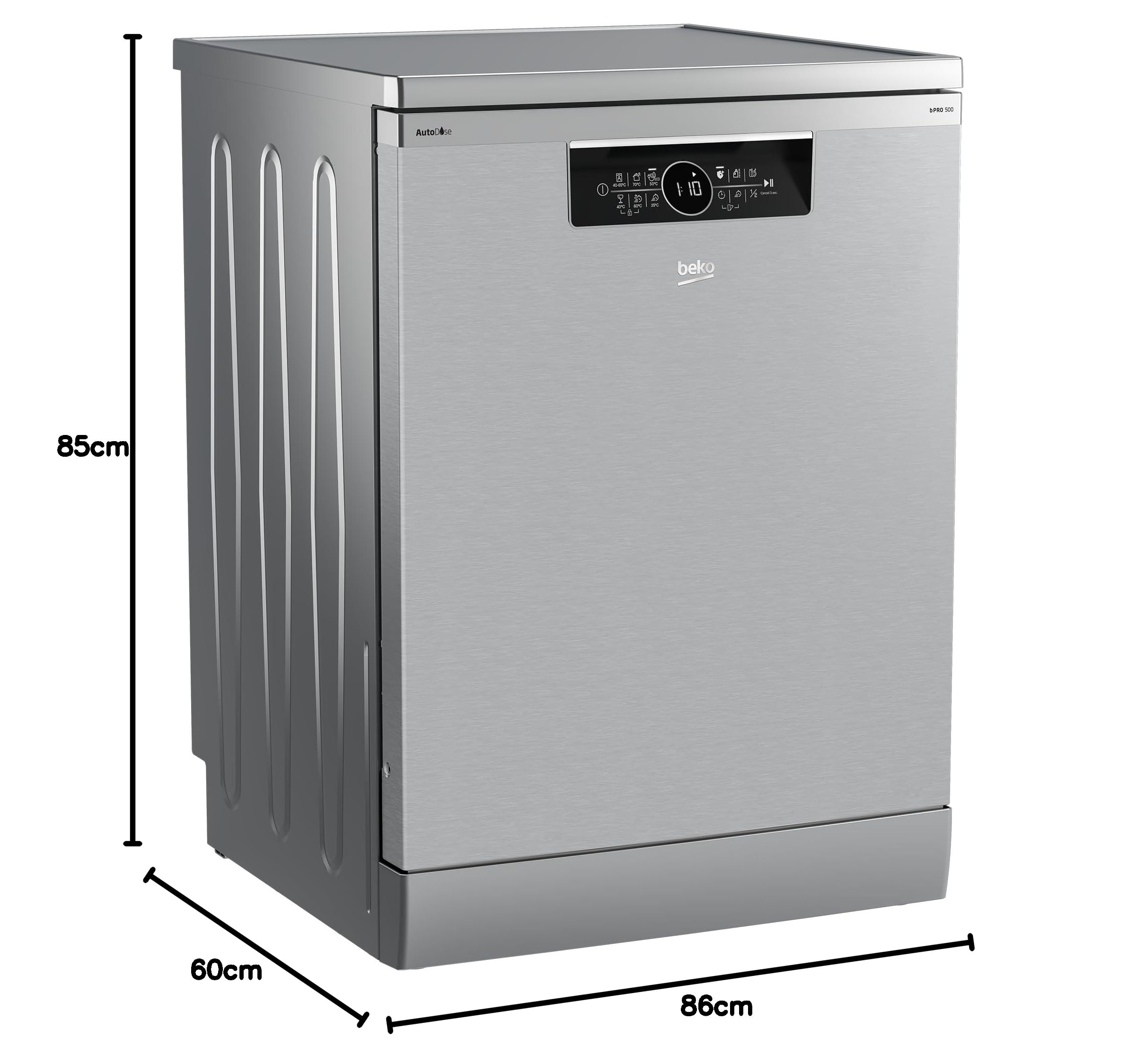 Beko BDFN36640XA Lavastoviglie Standard Classe C, Linea Estetica Beyond bPRO500, Display Access Touch, ProSmart Inverter, Terzo Cestello, Sistema Autodose, Tecnologia CornerIntense, Inox