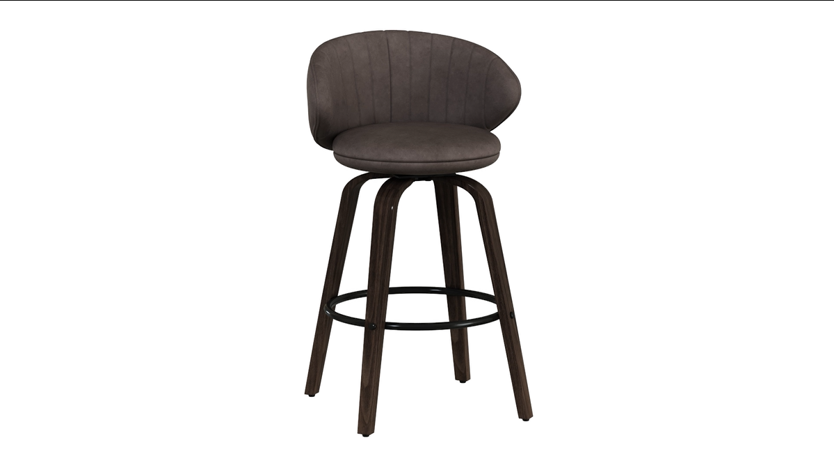 Butacos Modernos de Bar, Juego de 2, Estilo Mid Century, con Asiento Giratorio y Espaldar, Tapizados en Cuero Sintético, Color Beige, para Cocina, Isla o Restaurante miniatura 7