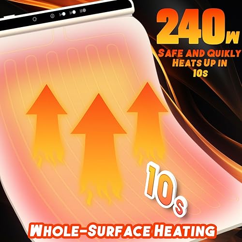 Miniatura 3 de Bandeja eléctrica de calentamiento de alimentos para alimentos, temperatura de 3 niveles y temporizador de 4 horas, apagado automático, bandejas de