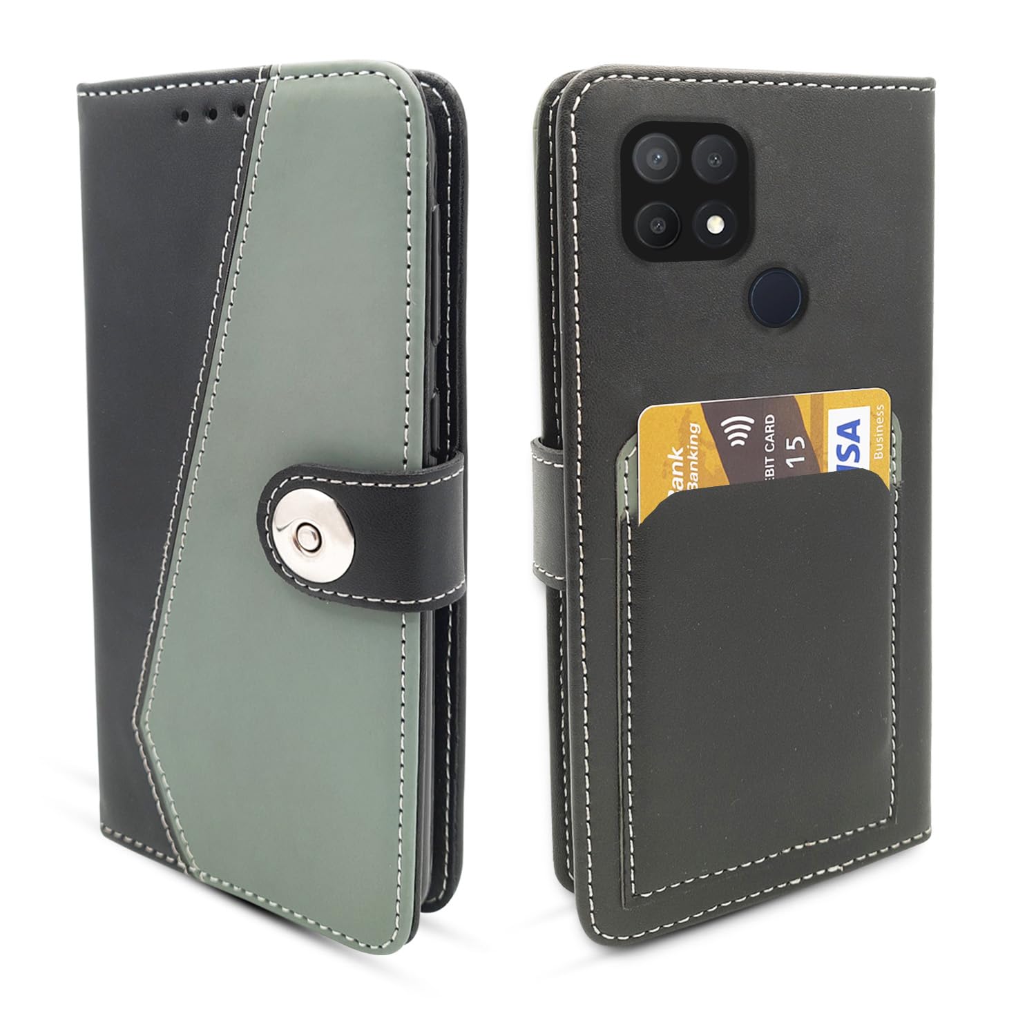 Pikkme Oppo A15 / A15s Flip Cover | Genuine PU Leather Finish | Full 360 Protection | Wallet Style | Inbuilt Pockets & Stand | Strong Magnetic Flip Case (Grey) (B0CL58P56N) Amazon Price History, Amazon Price Tracker