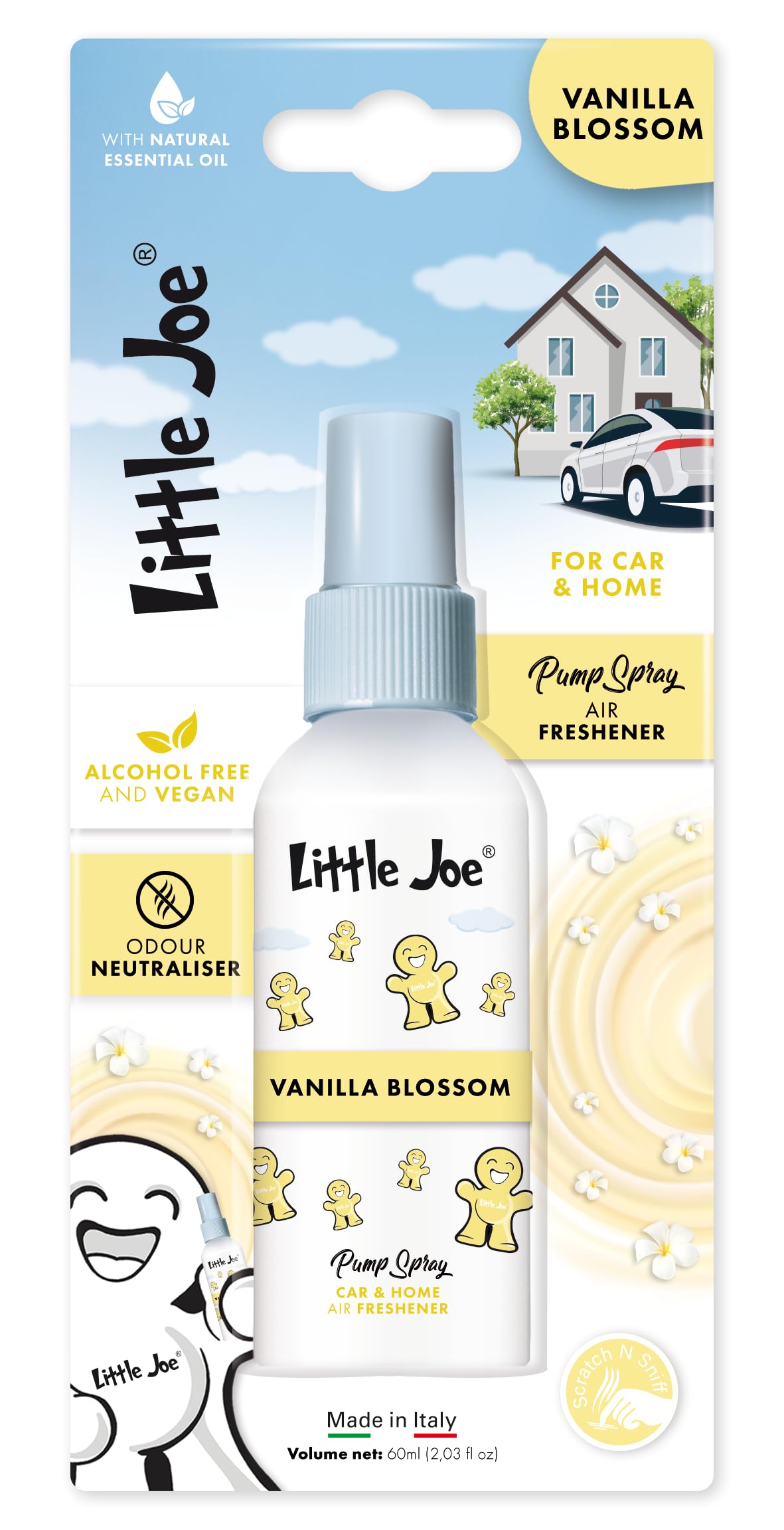 Little Joe 60ml Vanilla Spray Air Freshener Natural Essential Oils Vegan