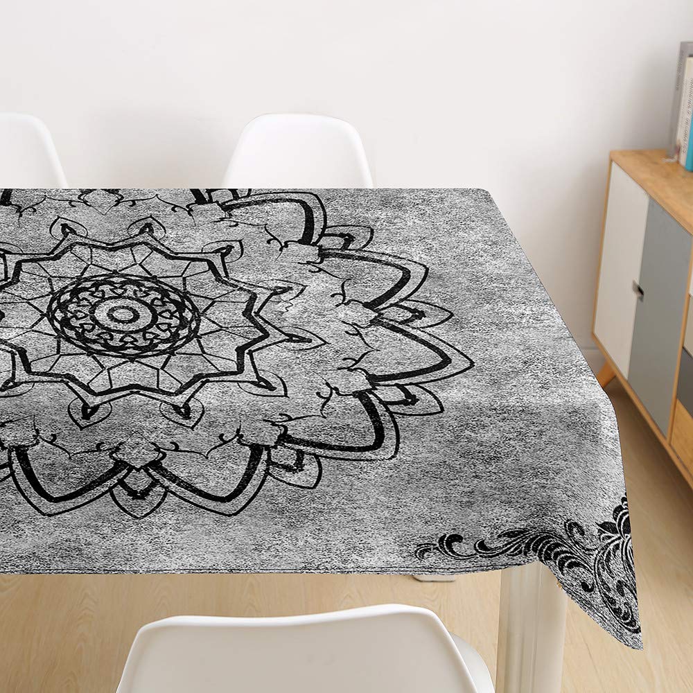 Morbuy Mandala Manteles de Mesa Impermeable Antimanchas Rectangular Lavable Manteles de Poliéster Impresión para Cocina Comedor Decoración del Hogar (Gris,100x140cm)