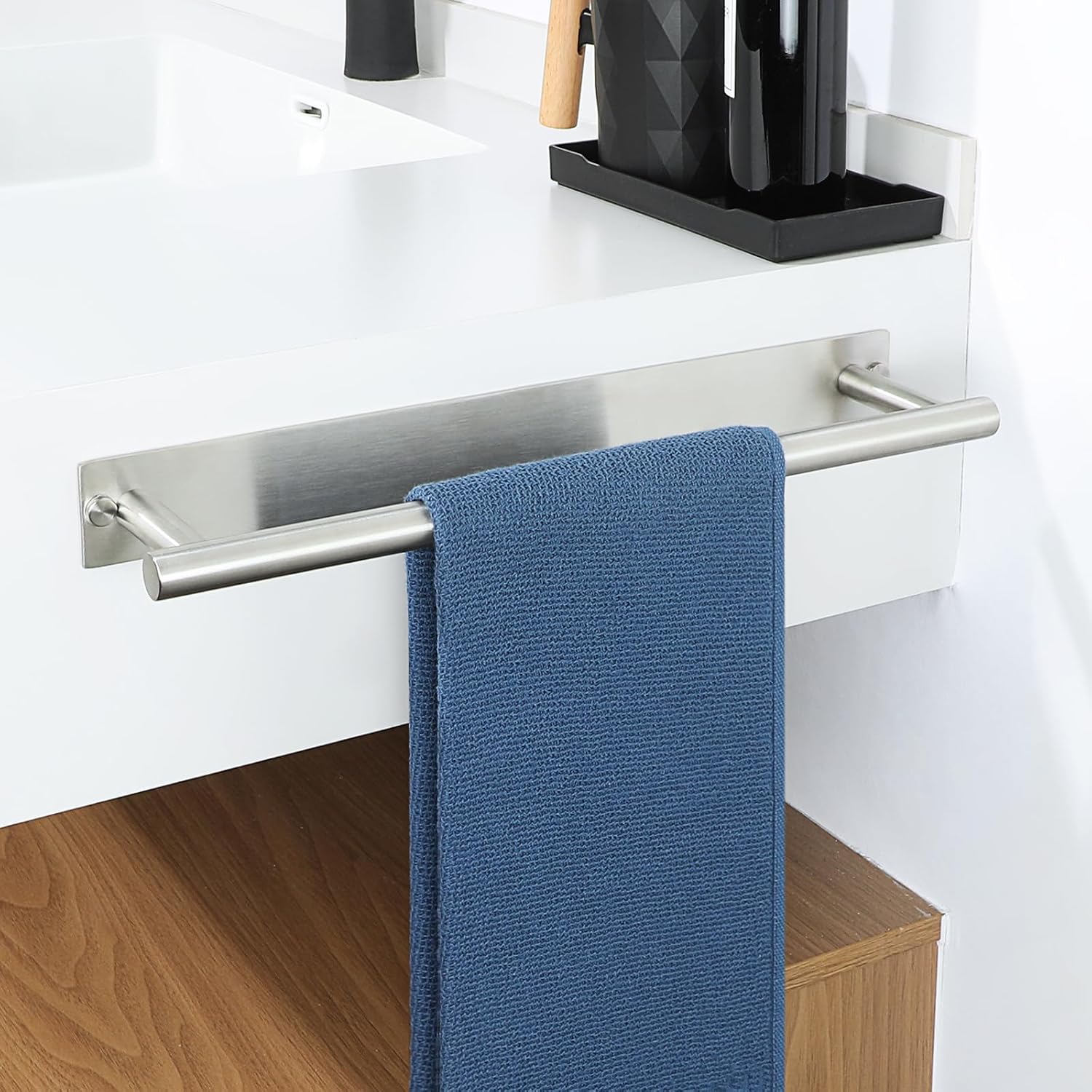 Alise Adhesive Towel Bar Brushed Nickel,Towel Racks for Bathroom Wall Mounted,Bathroom Towel Rack SUS304 Stainless Steel,Towel Holder for Bathroom Hardware Decoration,Sticky or Screw-Mounted,16 Inch