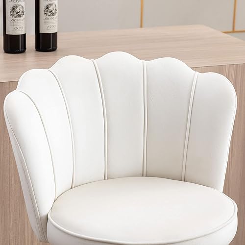 Miniatura 7 de DM Furniture Taburetes de bar giratorios de altura de barra, juego de 2 taburetes de bar tapizados ajustables de terciopelo con respaldobase dorada