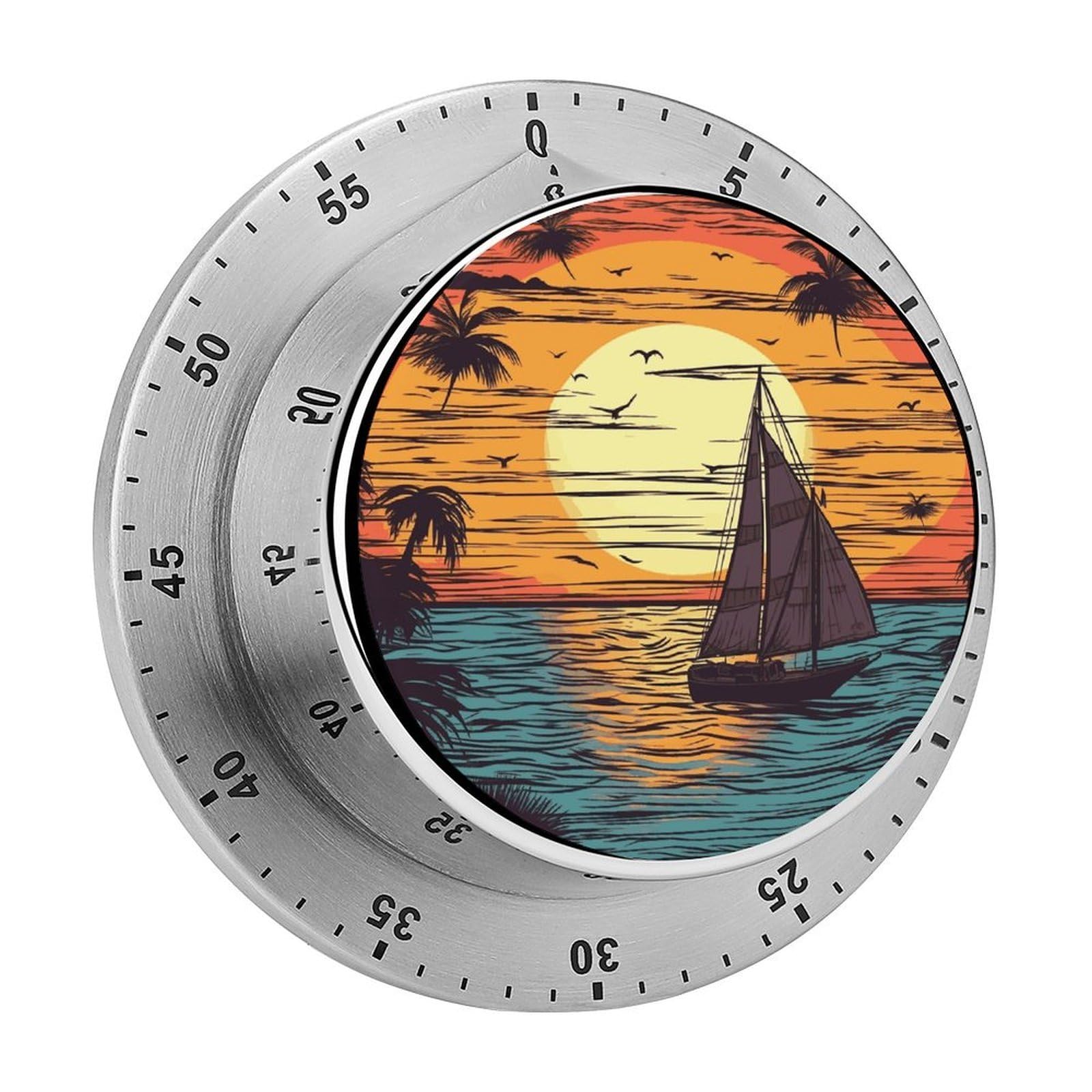 Temporizador de cocina mecánico de 60 minutos con diseño de velero y alarma fuerte