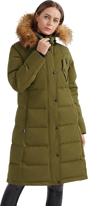 campera de plumón para mujer campera cortavientos Winter Long Coat con capucha de piel