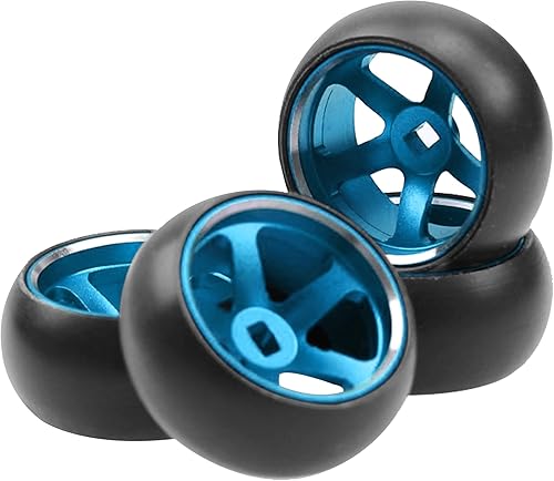 Miniatura 10 de Paquete de 4 neumáticos de plástico para automóvil de 0.98 x 0.59 pulgadas 128 pulgadas con llantas de metal compatibles con Wltoys K969 K989 P929