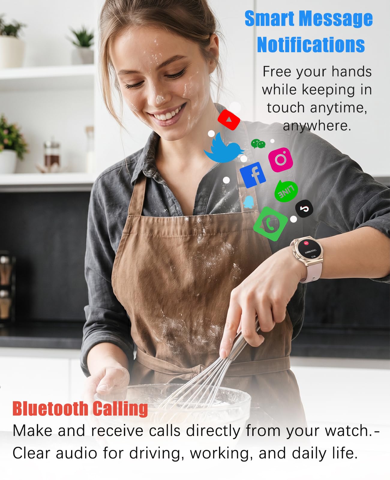 Smart Watch per uomo e donna, 1,25 pollici HD Fitness Tracker con Bluetooth chiamate/frequenza cardiaca/monitoraggio del sonno/100+ modalità sport, acciaio inox+cinturino in silicone per