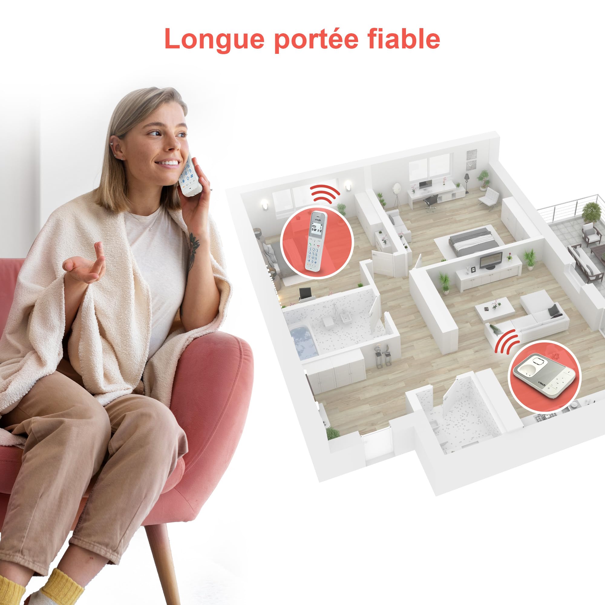 VTech XS1051 téléphone sans Fil à Deux combinés avec répondeur, Téléphone DECT sans Fil, Détection de l'appelant, Amplificateur de Volume, Fonction Mains Libres,Surface antibactérienne