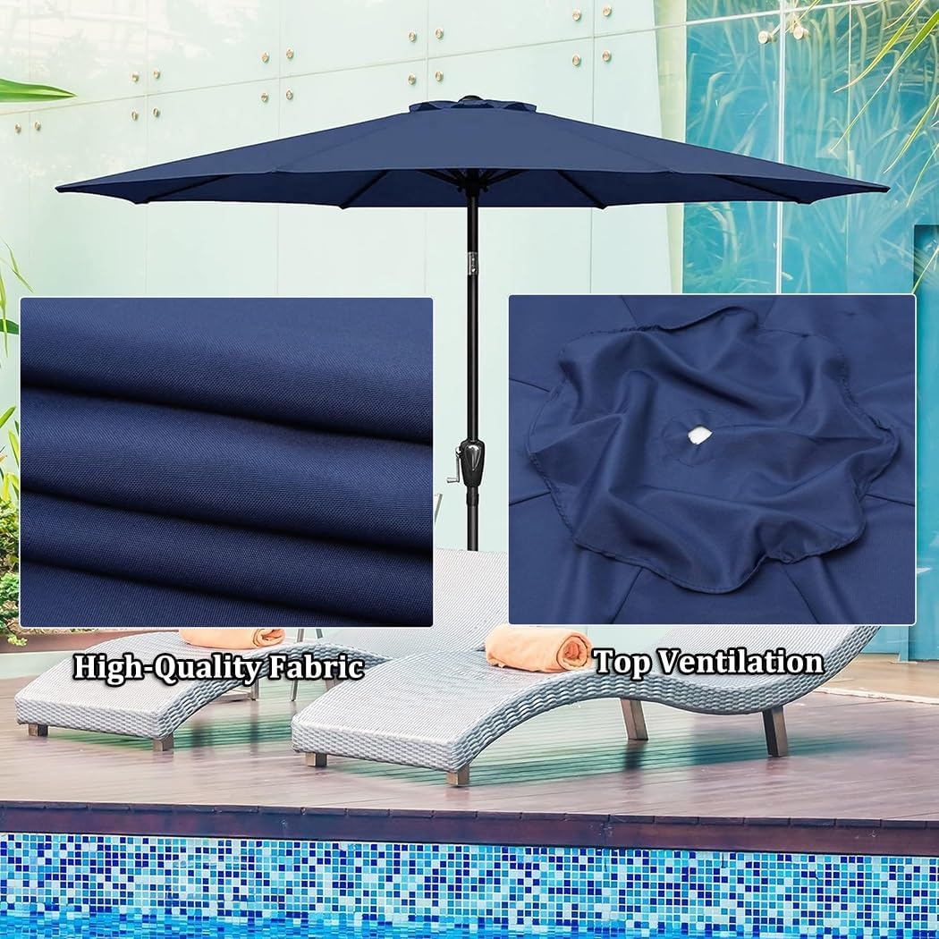 Replacement Parasol Canopy 6.5/7.5/8.2/8.8/9.8/11.4FT Patio Parasol Replacement Covers Outdoor Umbrella Replacement Top Polyester UV Blocking 6/8 Ribs (Coffee 8.8ft(270cm)/8 arms