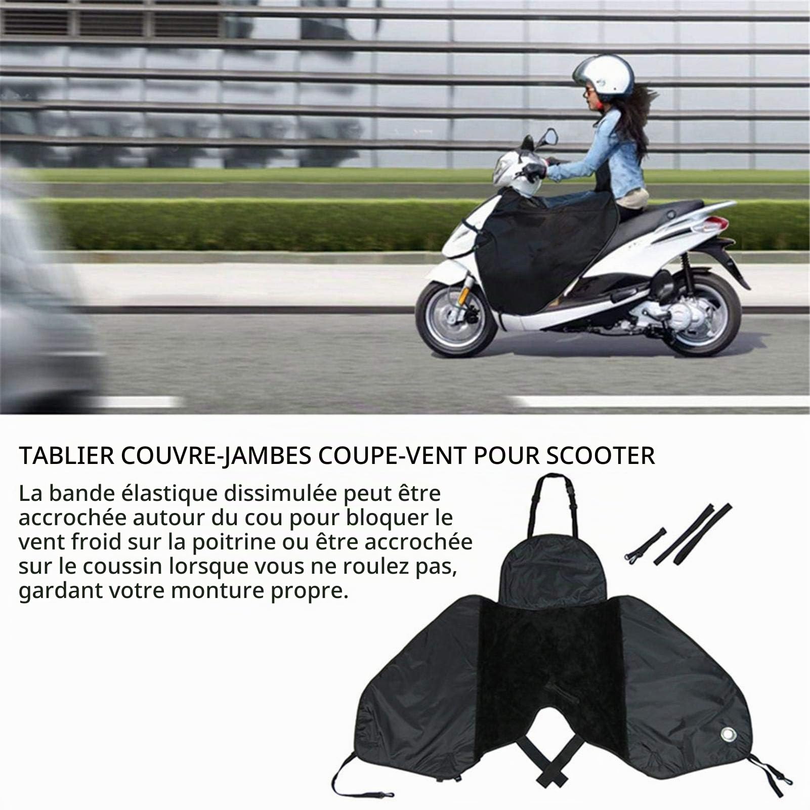 Tablier Genou, Velours imperméable à l'eau Couvre-Jambe Coupe-Vent Pare-Brise Scooter résistant à l'usure Couette Protection Jambe Chauavec Banélastique