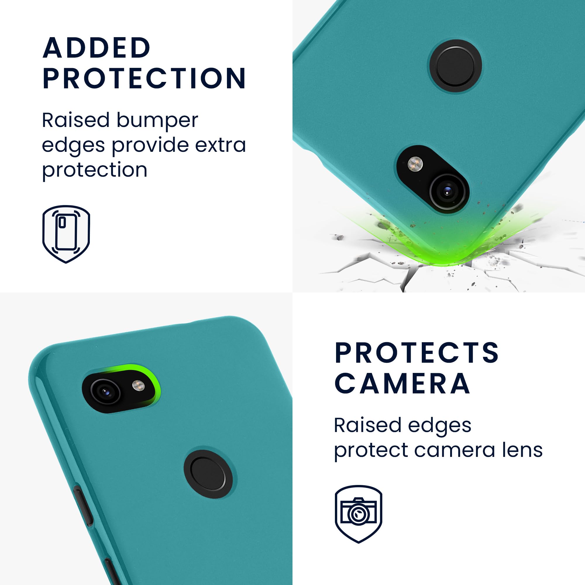 Kwnobile Hülle Für Google Pixel 3 – Weiches TPU Silikon, Rutschfest, Kompatibel Mit Kabellosem Laden – Blaugrün