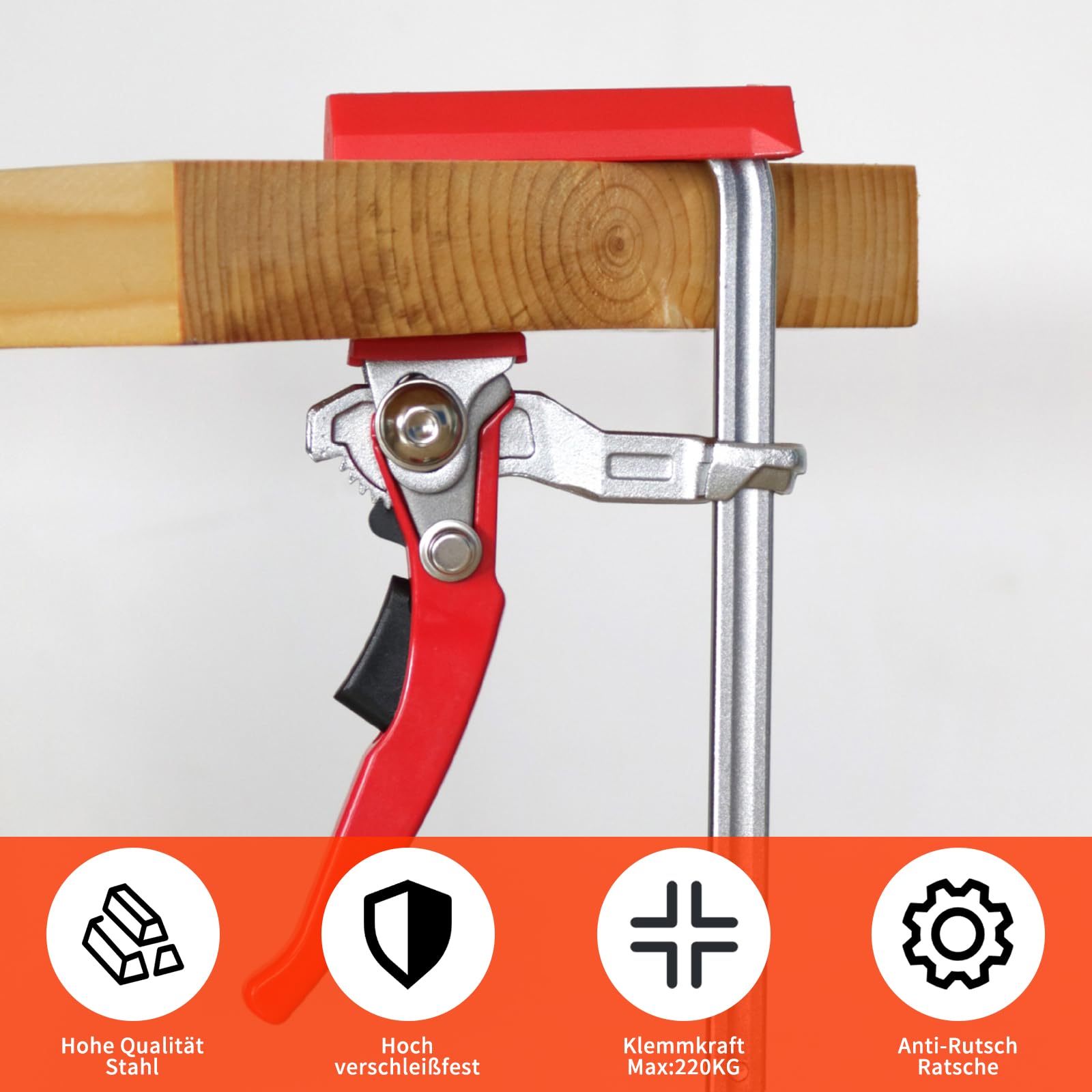 Juego de 2 abrazaderas de palanca de acero con mango de palanca, abrazadera de liberación rápida con capacidad de 160 mm y profundidad de garganta de 60 mm para lijar, cortar
