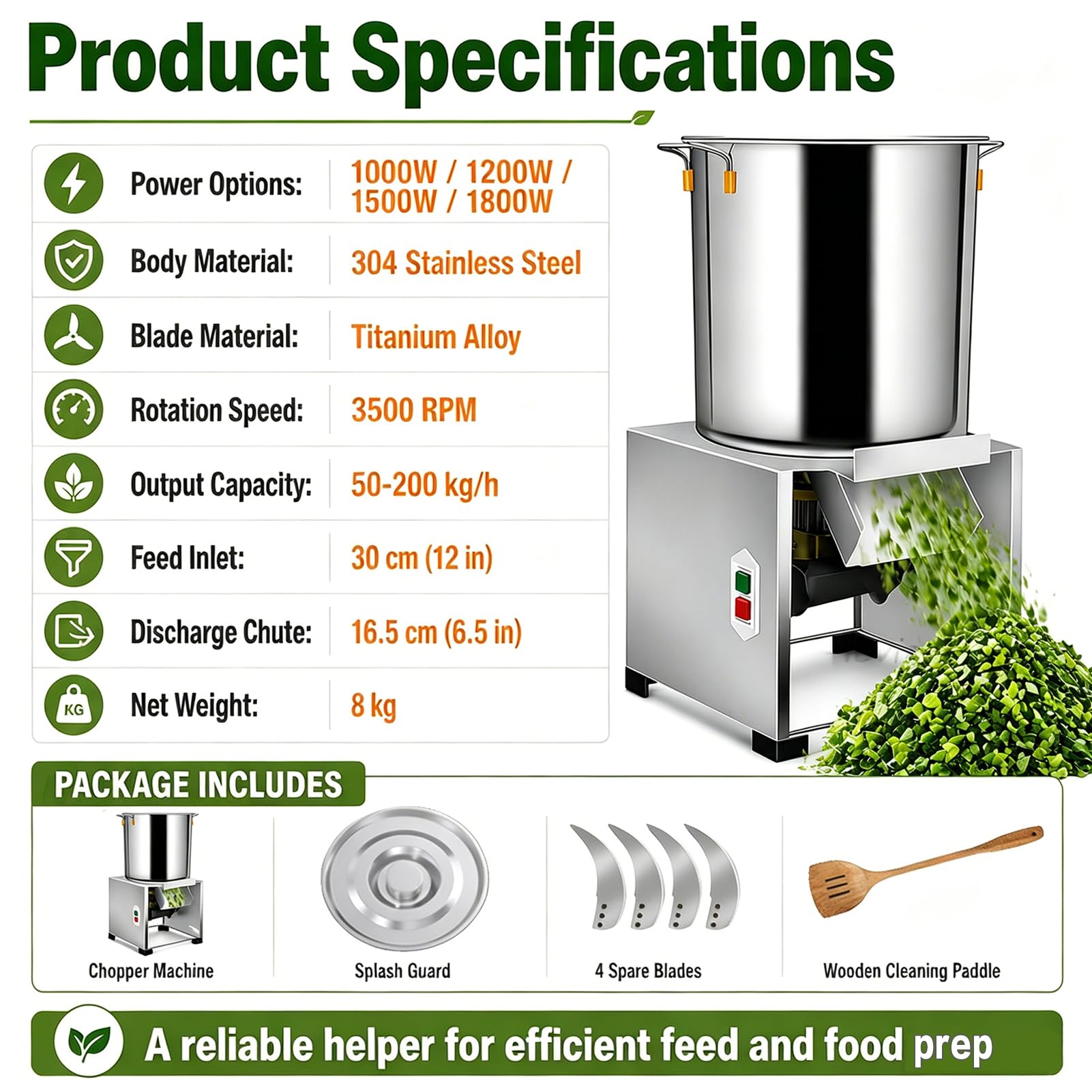 Déchiqueteuse Électrique de Légumes, Robot Culinaire Professionnel de 1000 à 1800 W avec 4 Lames de Rechange et Épaisseur Réglable, Coupe-Aliments pour Volaille en Acier Inoxydable Robuste 1800w