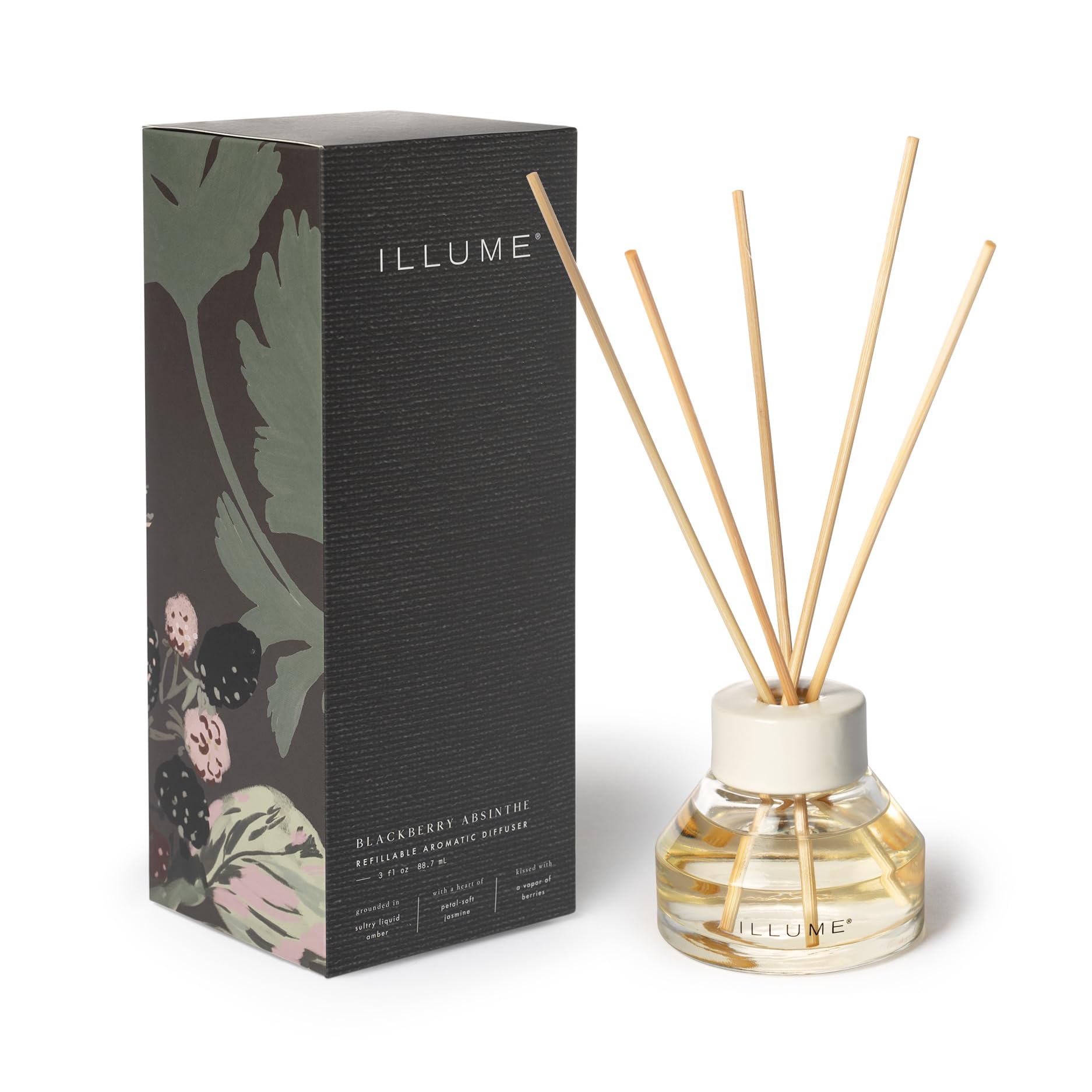 Illume Beautifully Done Essentials BlackBerry Absinthe Aromatic Diffuser 3.5" x 3.5" x 9.5"
