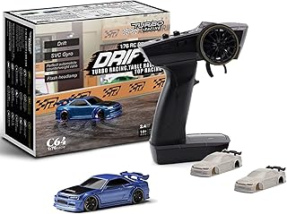 CALLPHA Turbo Racing 1:76 Scale Drift RC Car with Gyro Mini Full Proportional RTR 2.4GHZ Remote Control with 2 Replaceable...