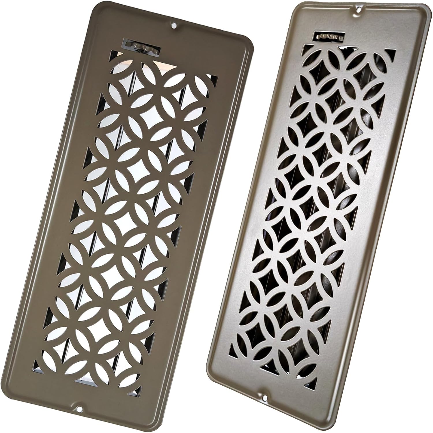 4x10 Vent Cover, Floor Vent Cover, Air Vents, All Steel Heavy Duty Floor Register, Easy Adjustable Air Supply Lever, or Wall Vents (4 x10 Black, 6Pack)