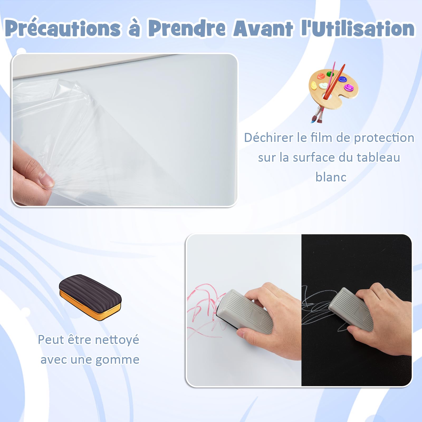 Chevalet Double Face Magnétique Réglable – Tableau Blanc/Noir Avec Rouleau Papier Et 50+ Accessoires Pour Enfants 3-14 Ans