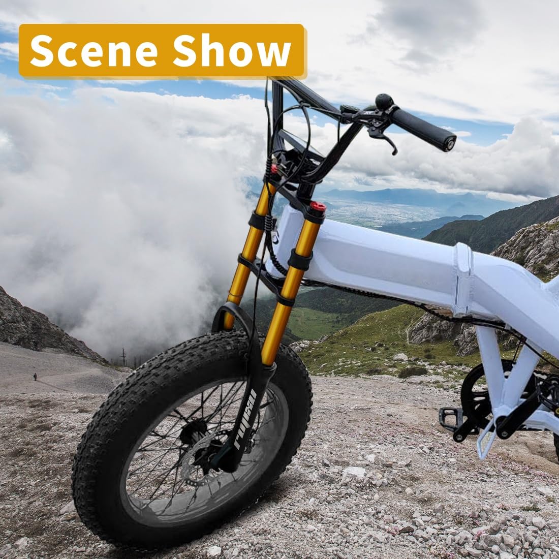 Forcella MTB 20 ammortizza taescursione 180mm Bici da 4.0 Fat Suspension Dritta QR 9x135mm Freno a Disco Rimbalzo Regolabile Forcella Fat Air for Bici elettrica Neve Spiaggia