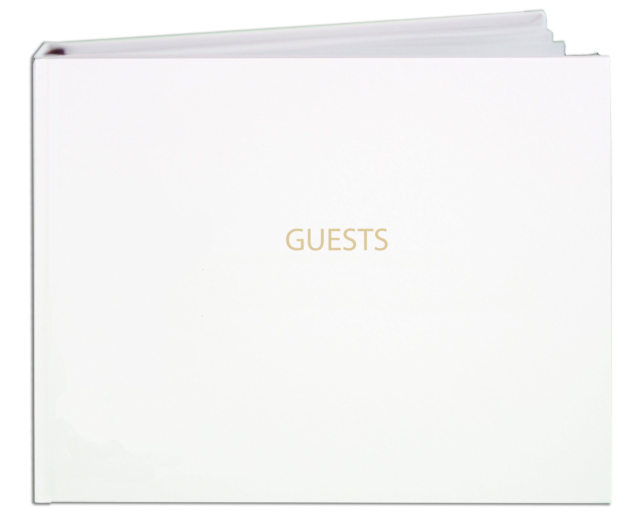 BookFactory White Leather Guest Book (120 Pages) / Guest Sign-in Book Registry/Guestbook - White Cover, Section Sewn Hardbound, 8 7/8'' x 7'' (Made in