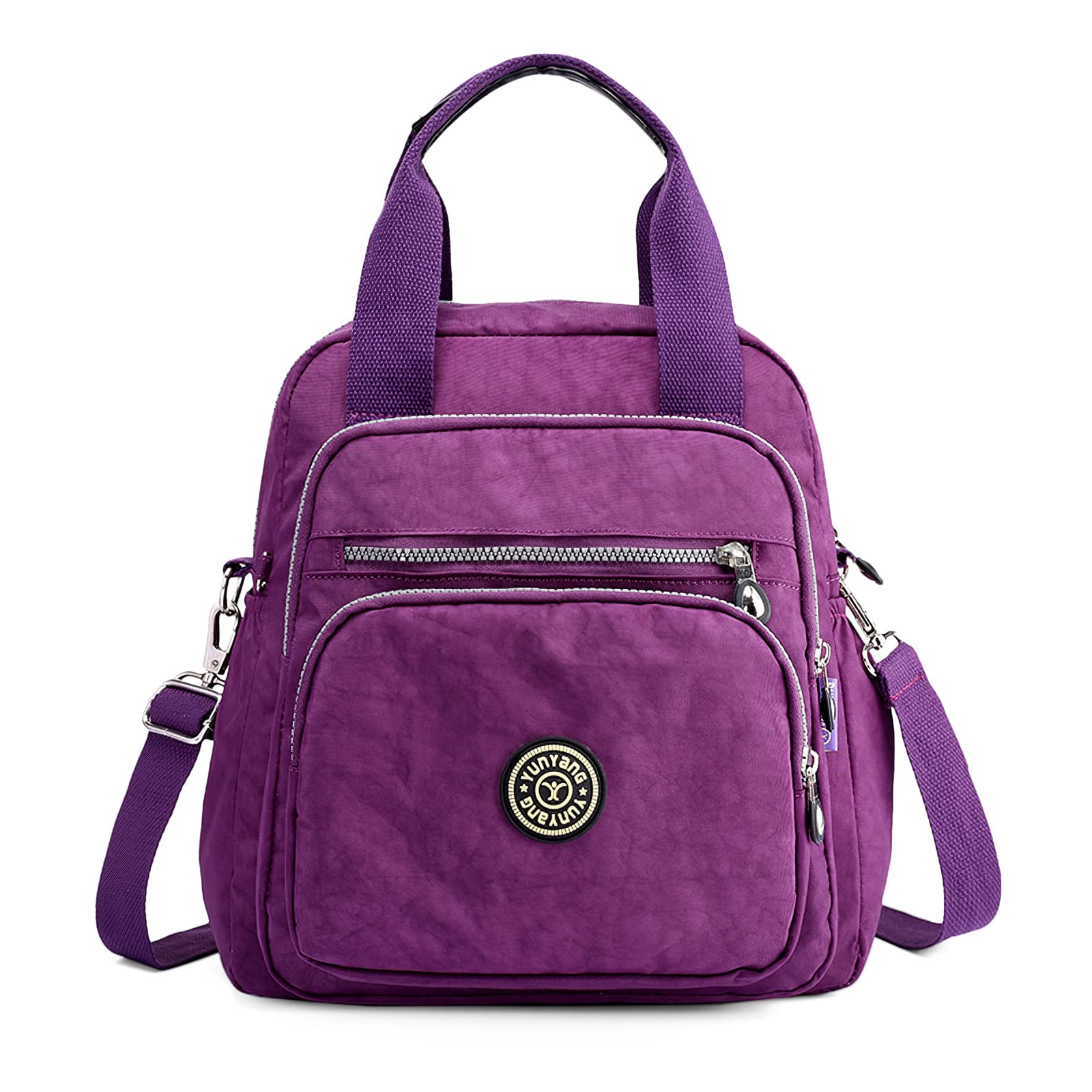 DIRRONA Fashion Ladies Backpack Women's Bag Casual Shoulder Bag Travelling Ladies Messenger Bag Multi Pockets Waterproof Nylon Lightweight Travel Bag Outdoors Shopping Purple