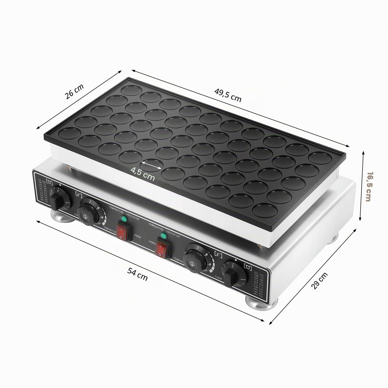Machine à pancakes à 50 trous avec fouet, 4 éponges de nettoyage et 2 brosses, machine à crêpes à muffins pour cuisine et restaurant, 50-300 °C
