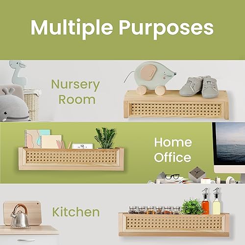 Miniatura 7 de Juego de 3 estantes flotantes para libros de guardería, estantes de pared para niños, estantería de bebé, estantería de guardería, estante de libros