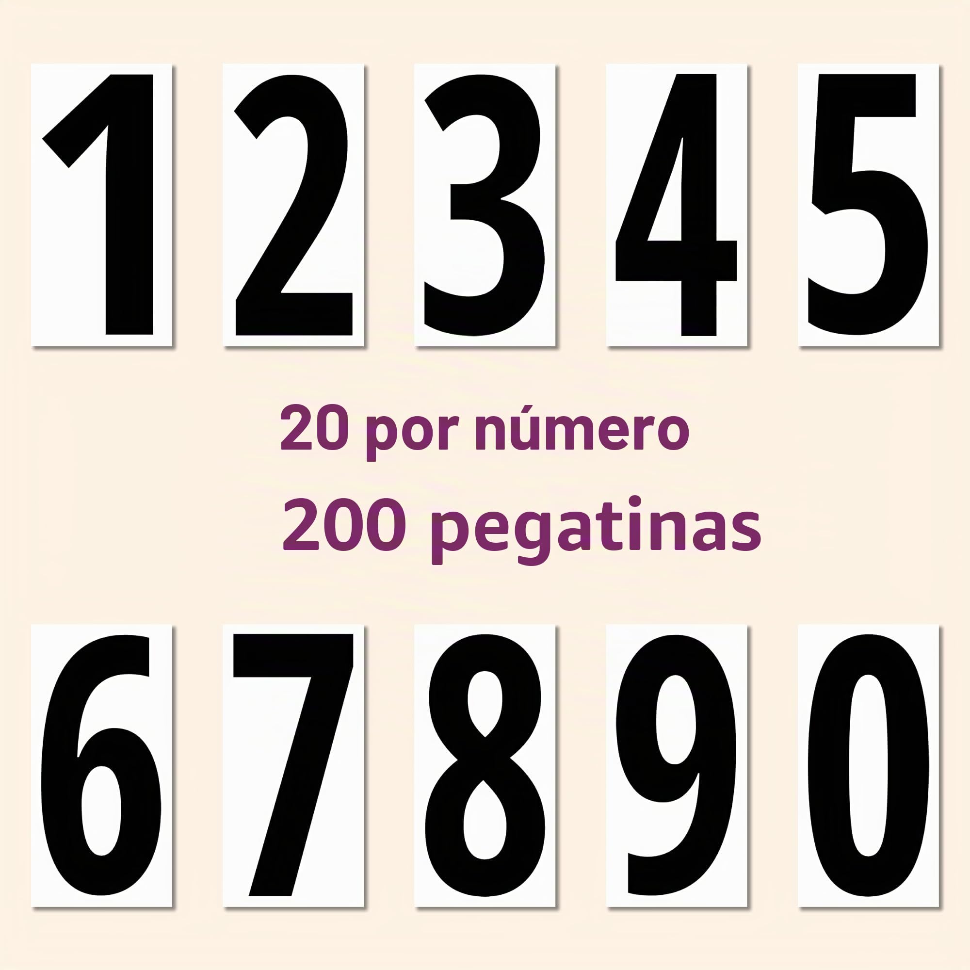 200 Piezas, 75 mm - Pegatinas Números Adhesivos, Vinilo Impermeable - Números Negros