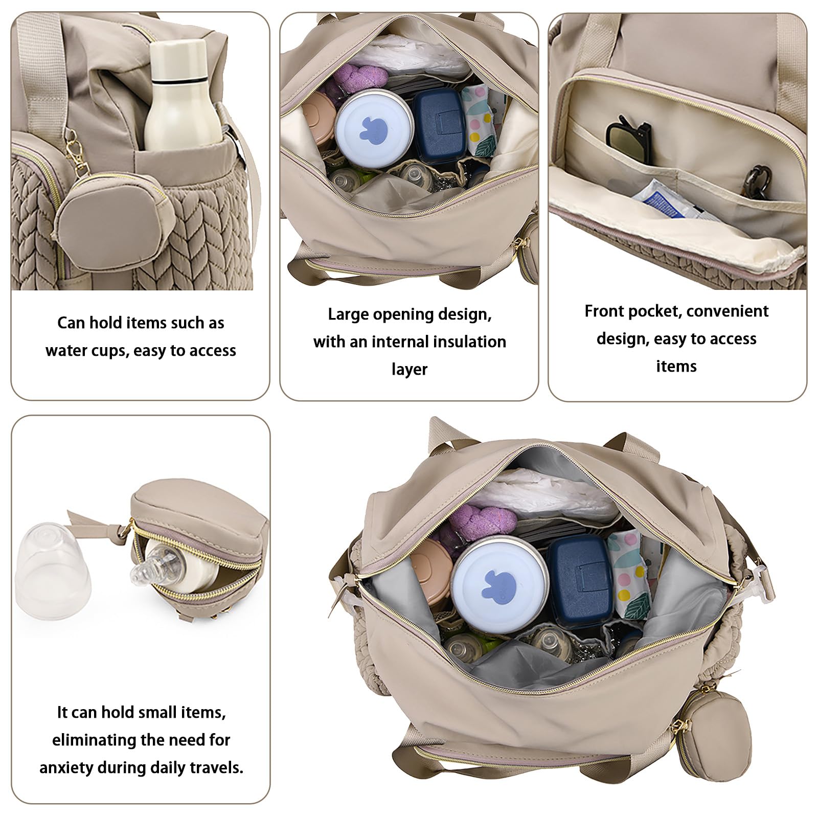 Multifunktionale Wickeltasche Groß, Mommy Bag Schultertasche mit Schnulleretui, Wasserdichte Baby Wickeltasche für Reisen Strand Alltag