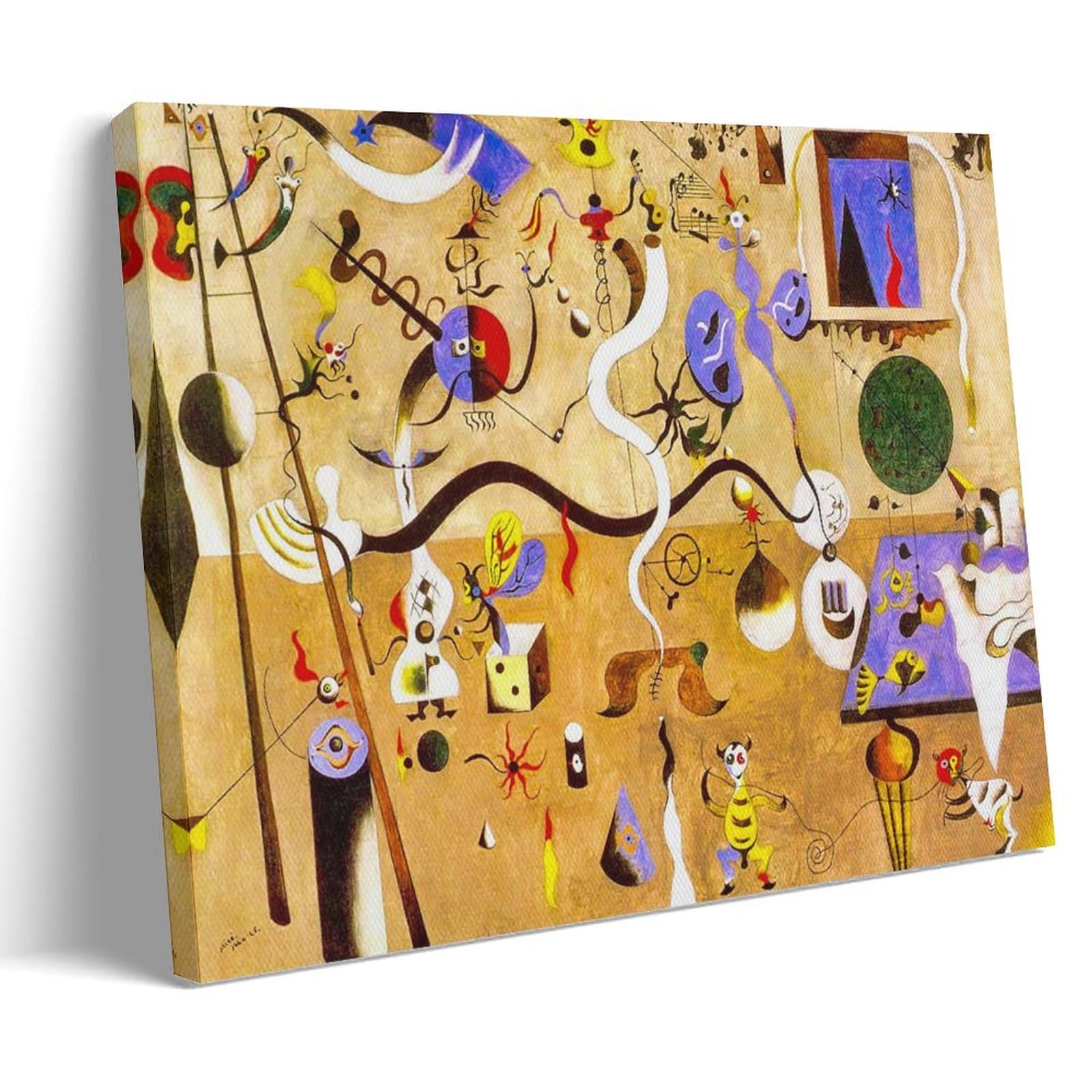 Yyueqil Frame Joan Miro Poster The Harlequin's Carnival Art Canvas Painting Decor Wall Print Photo Home Modern Decoratives 08X12inch(20X30cm)