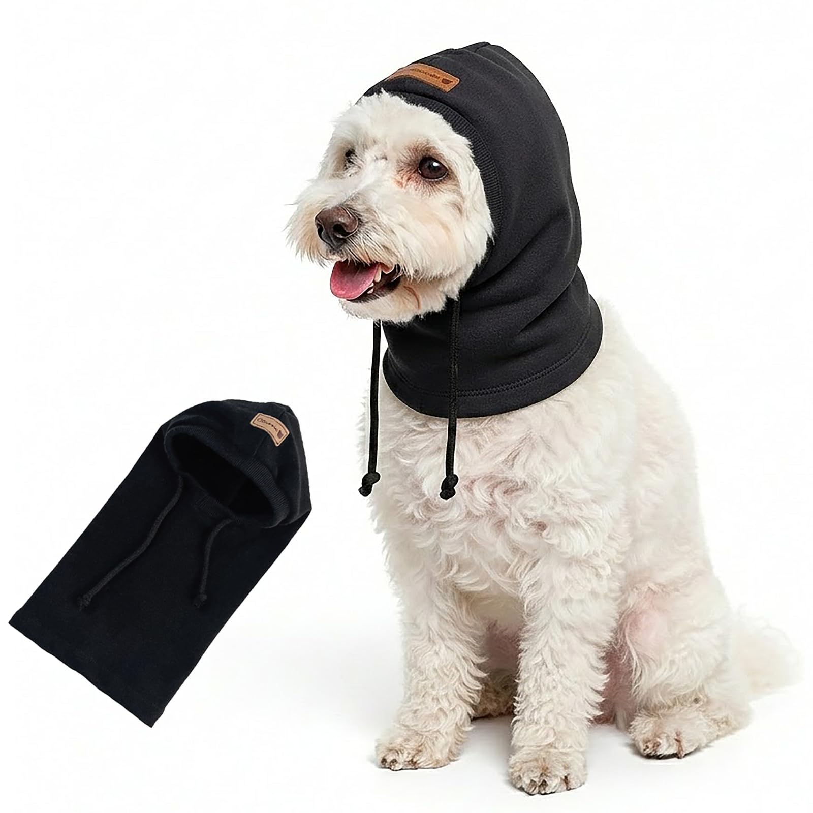 Colenumone Dog Hats for Outdoor Photo Props, Calming Dog Snood & Ear Protectors for Noise, Versatile Dog Bandana for Anxiety Relief, Fireworks & Grooming, Soft Breathable Pet Headwear(black-S) โ image 1