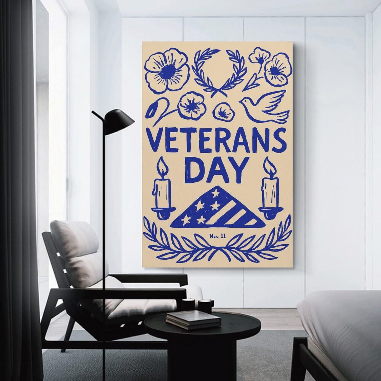 Junmoney Decorative Wall Artwork Veterans Day Illustration, 20x30inch(50x75cm), for Living Room, Lounge Or Sitting Room, Modern Wall Decor for Cosy Interiors