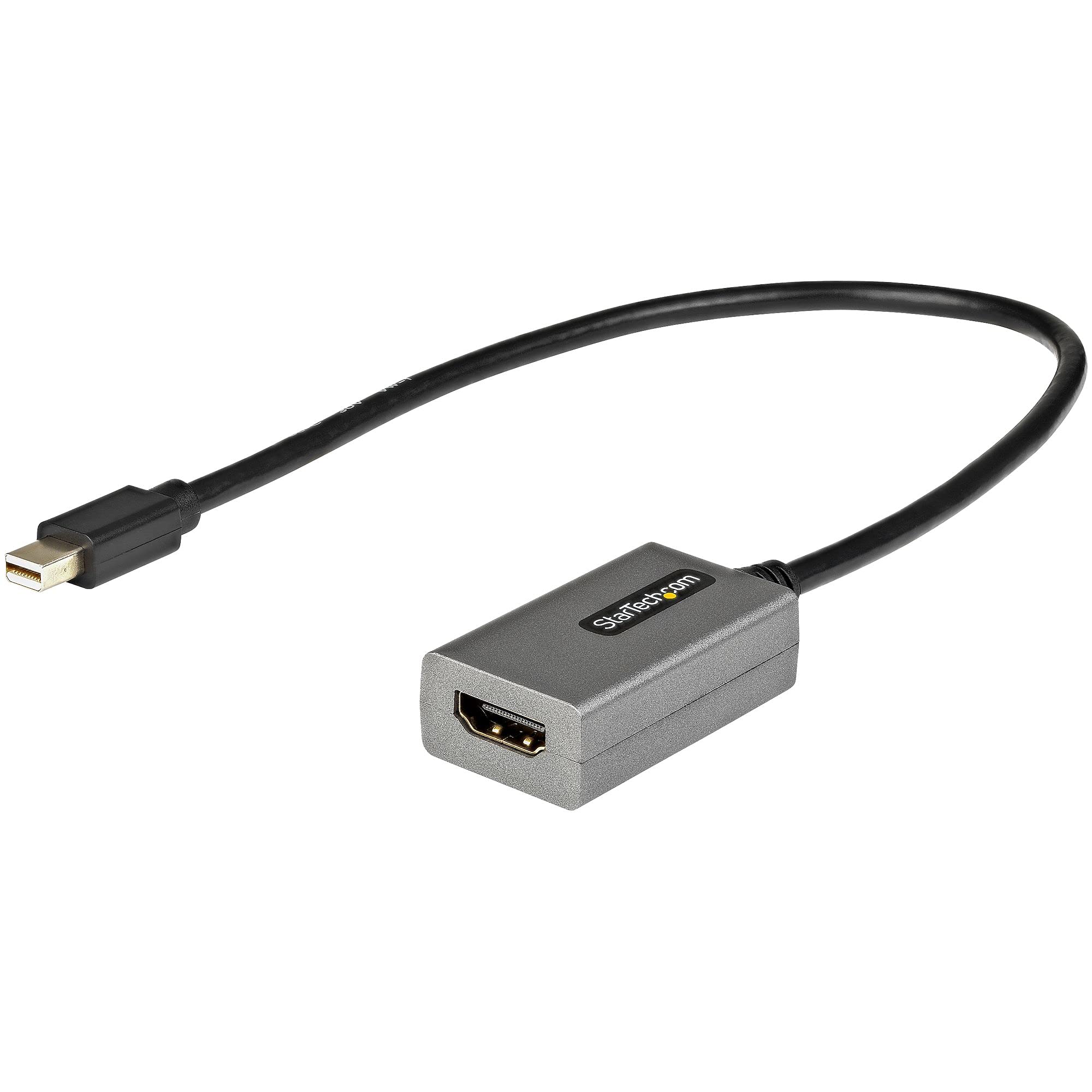 StarTech.com Mini DisplayPort to HDMI Adapter - mDP to HDMI Adapter Dongle - 1080p - Mini DisplayPort 1.2 to HDMI Monitor/Display - Mini DP to HDMI Video Converter - 12 Long Attached Cable - Upgraded Version of MDP2HDMI