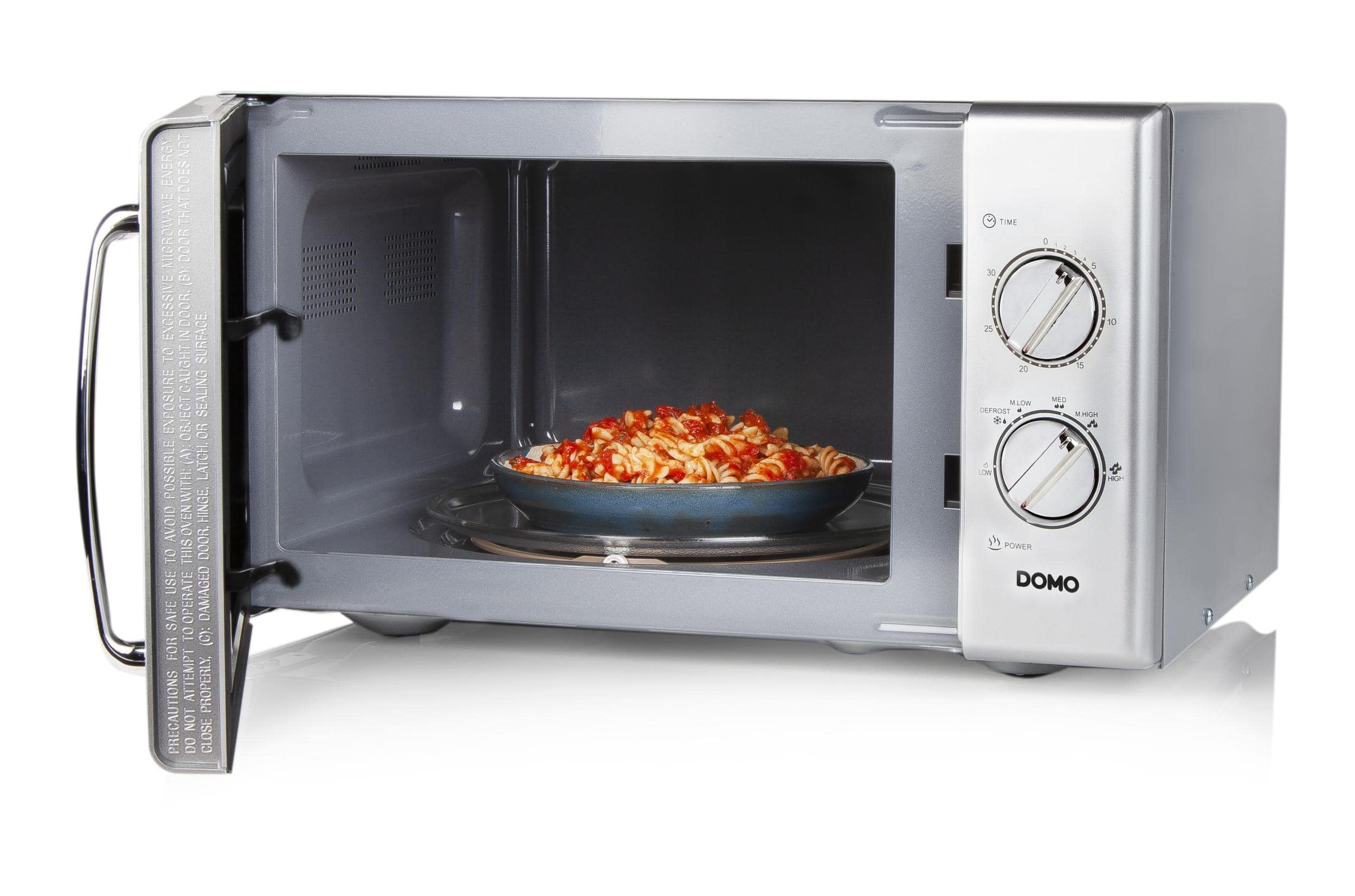 Domo DO3025 - Microondas (temporizador, 6 niveles de potencia, 25 litros, 900 W), color plateado y gris