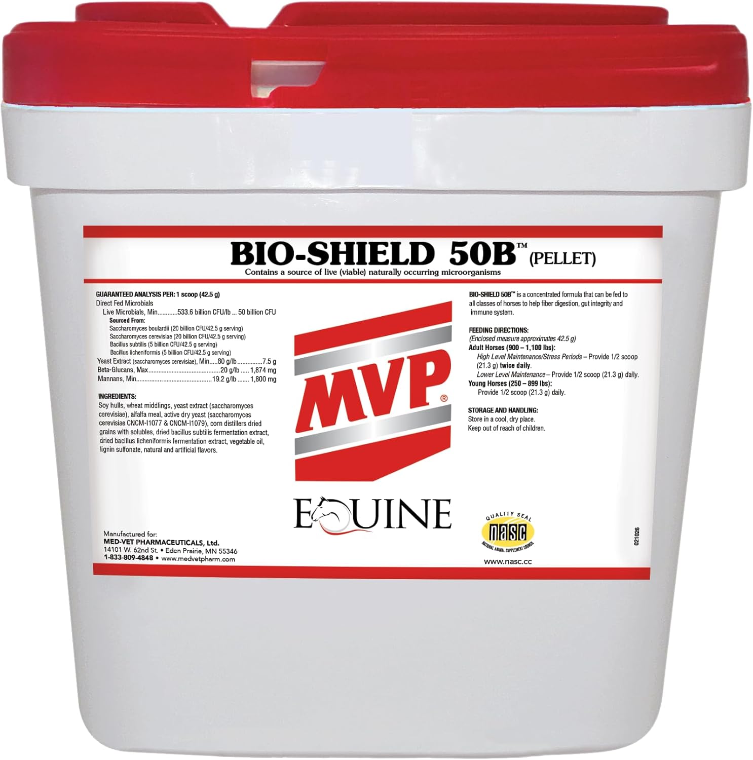 MVP Bio-Shield 50B Digestive Health Equine Supplement – Probiotics, Prebiotics for Horses Under Stress or Digestive Issues. (24 lb)