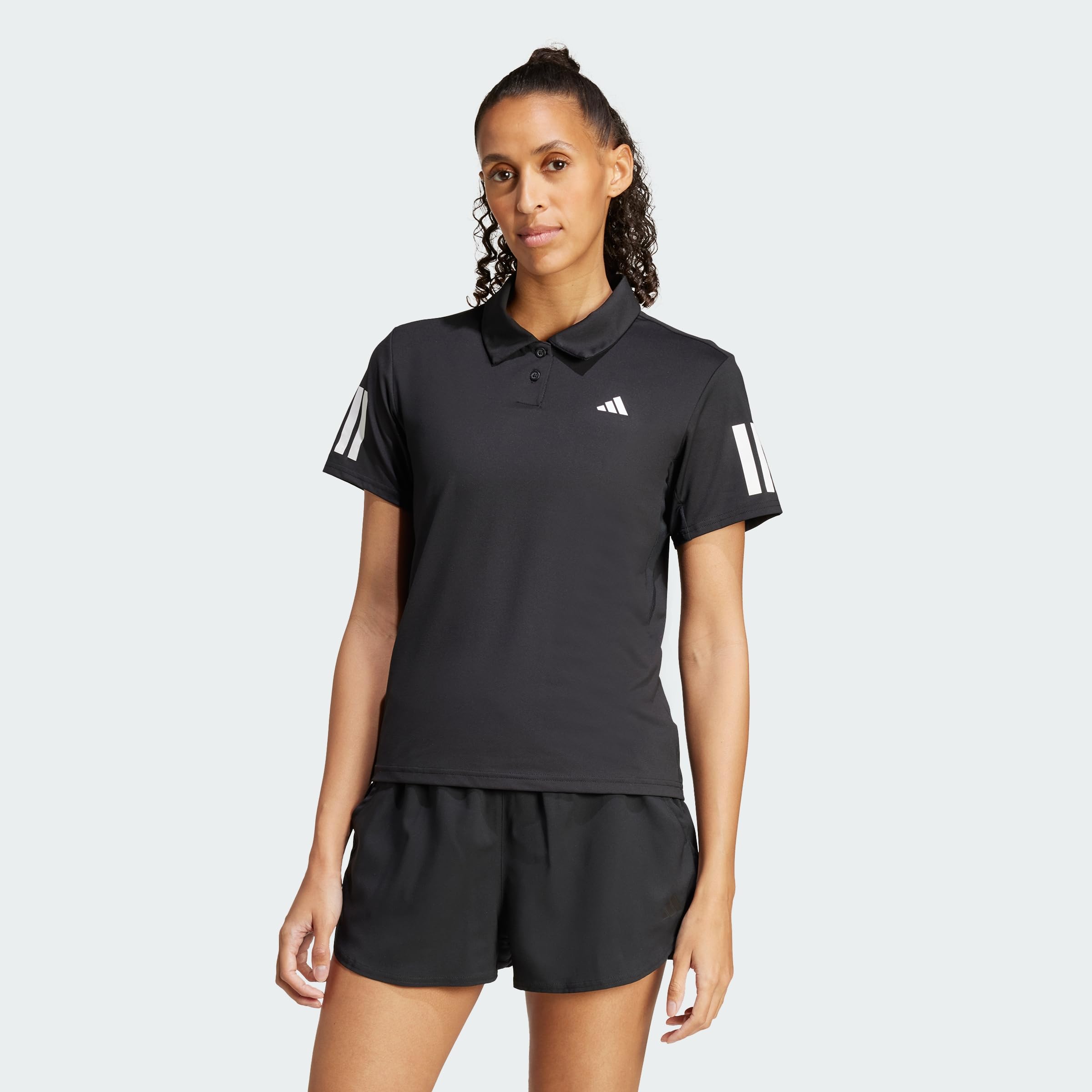 adidas Women's Club Tennis Climacool 3-Stripes Polo, Black, M