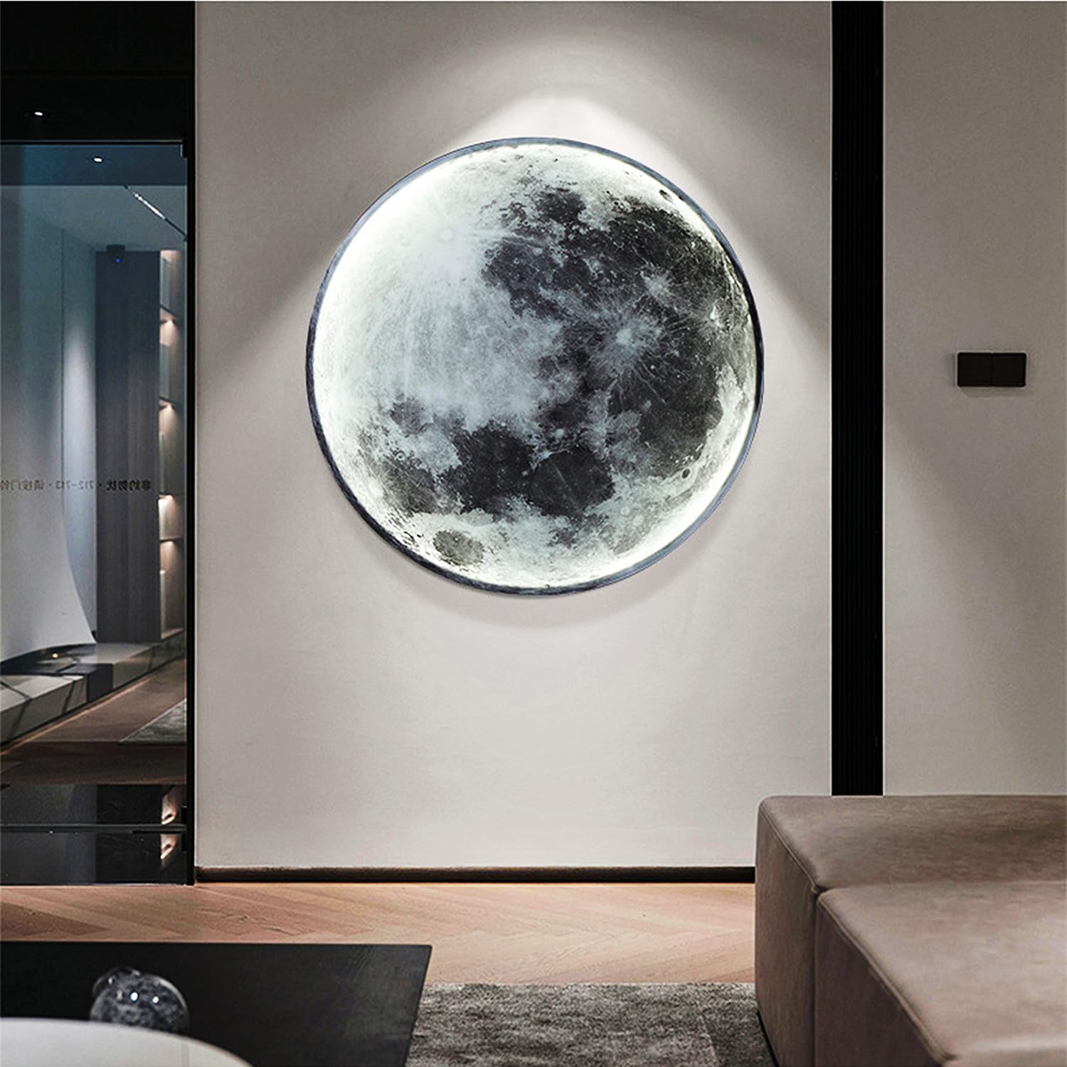 WTTTTW 80cm/31.5in, Dimmable Moon Wall Sconce, Plug in Wall Lamp, Modern LED Wall Light with Remote Control, Wall Decorative Ceiling Light for Living Room Background Bedroom Bedside