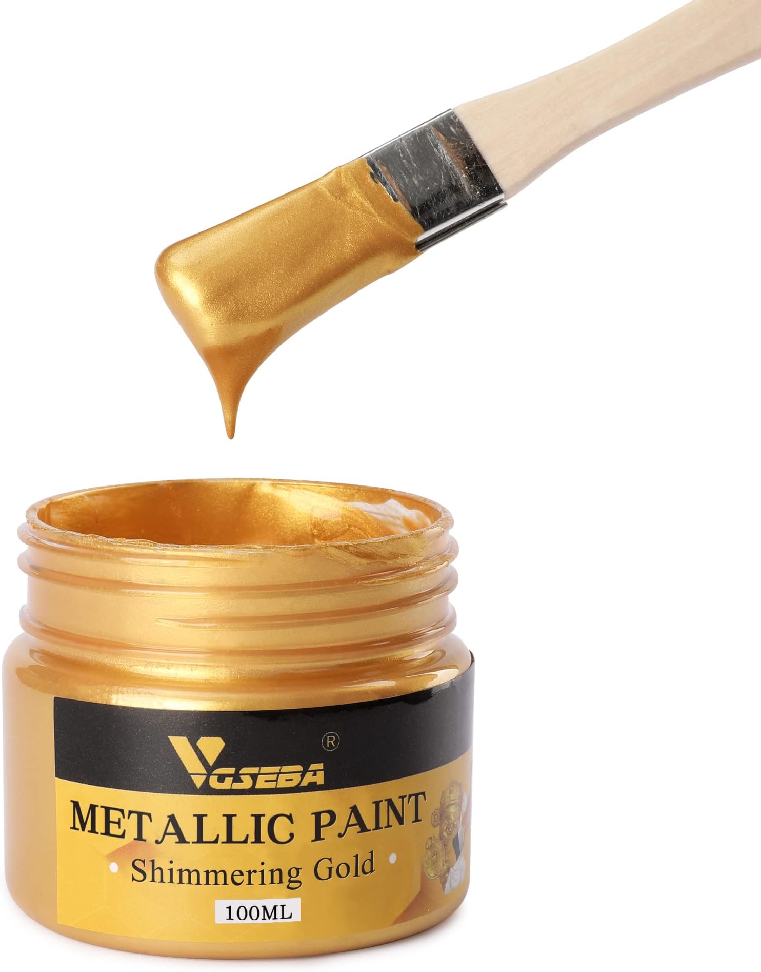 Acrylic Paint Metallic Gold, Non Toxic, Non Fading, 100ml Gold Leaf Paint for Art, Painting, Handcrafts, Ideal for Canvas Wood Clay Fabric Craft Supplies