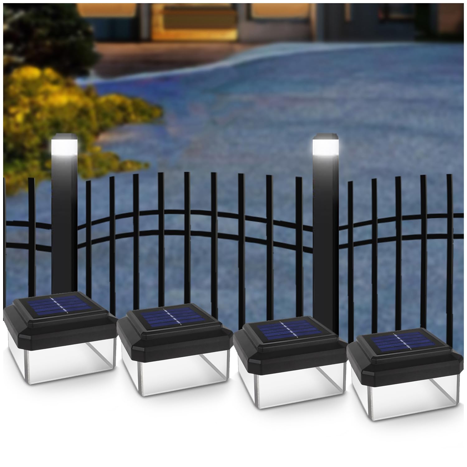 Green Blue GB128 LED Fence Post Solar Lamp 100 * 100 with Dusk Sensor