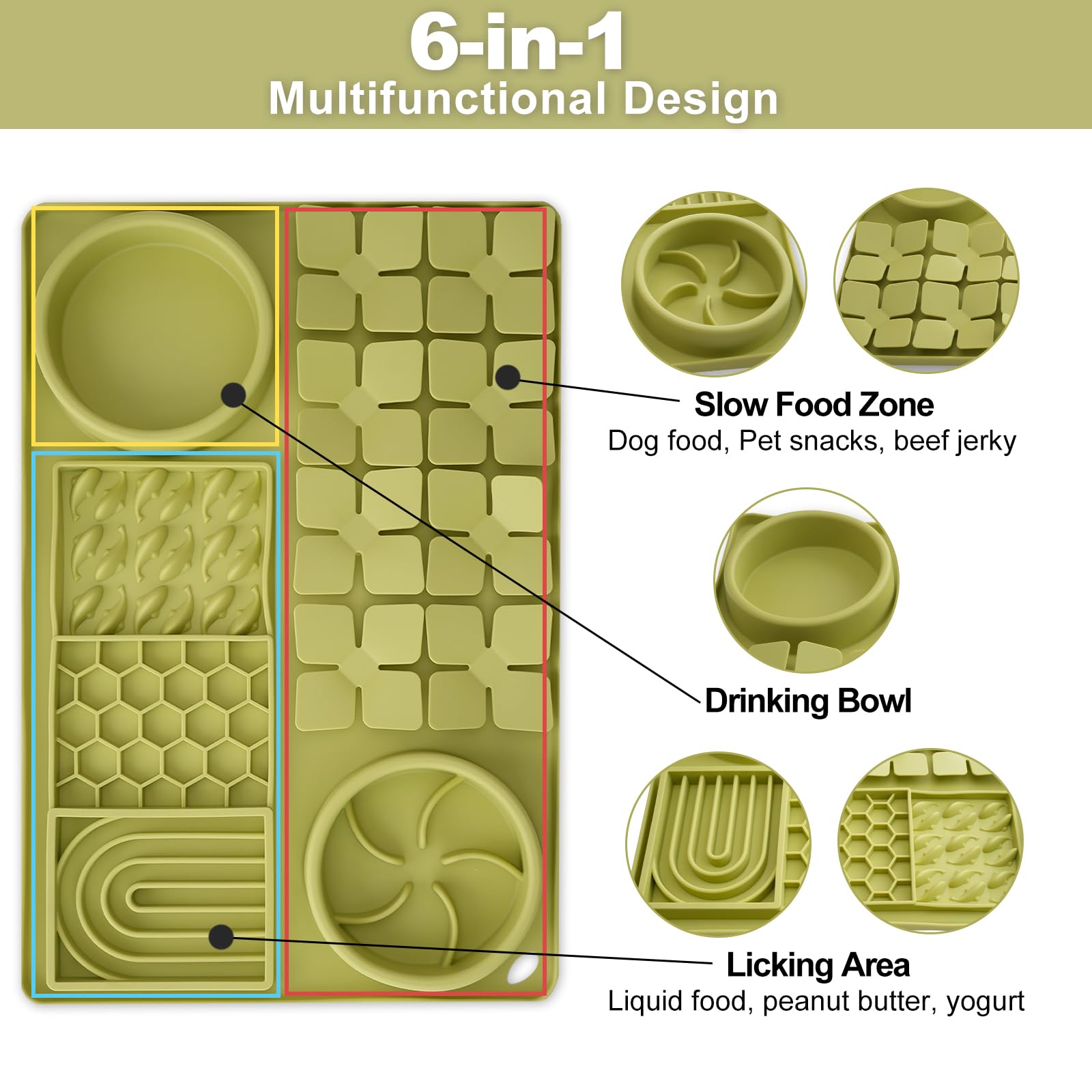 OT-NVWOZR Lick Mats for Dogs with Suction Cups Silicone Dog Snuffle Mat for Puppies Anti-slip Licky Mats Slow Feeder Bowls for Anxiety Boredom Relief Slow Feeding Training - Image 2