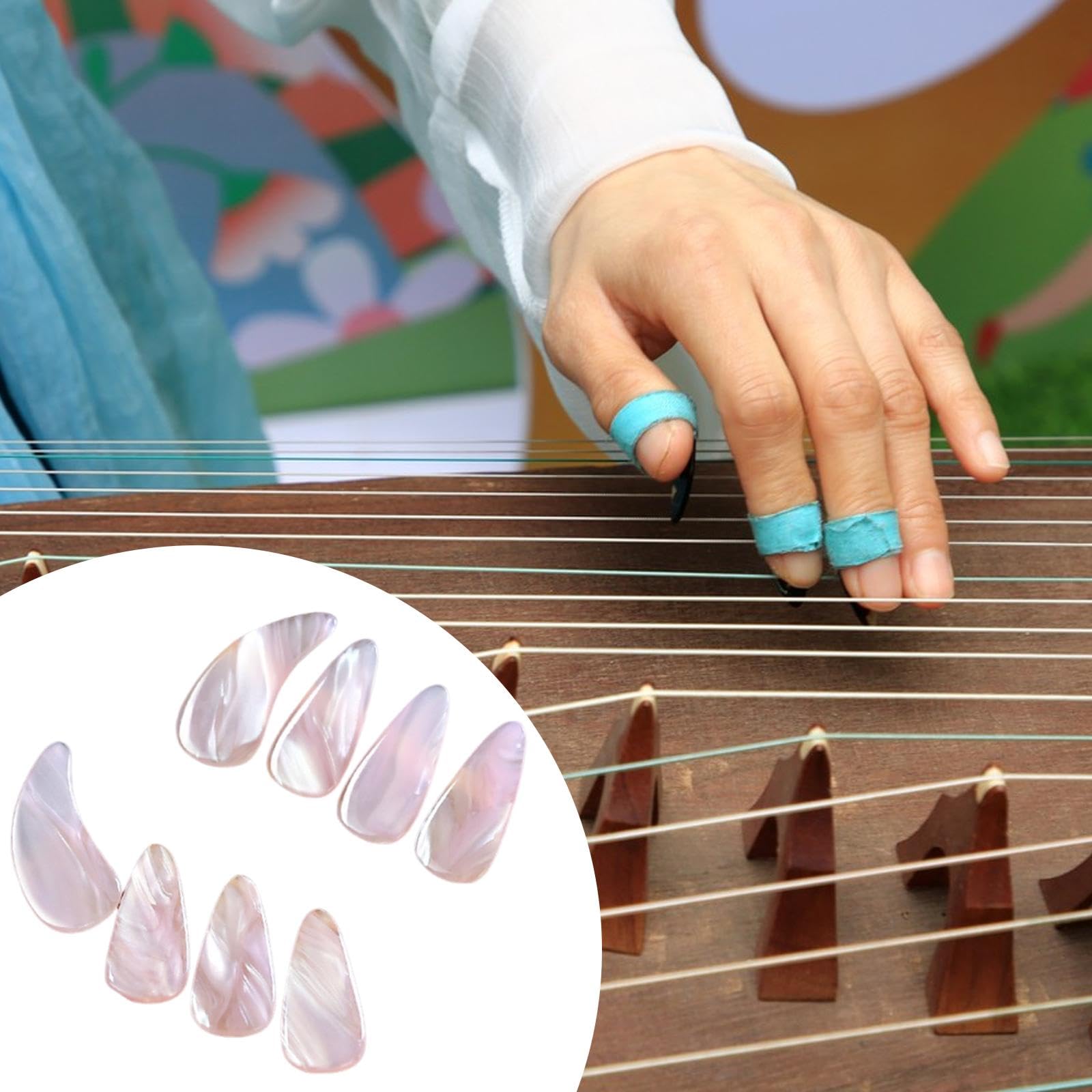 8 Stück Guzheng Finger Picks Erwachsene Professionell Doppelseitig Gebogene Fingernagelschutz Kompakt Und Stabil Aus Pp Angenehmer Sitz für Konzert Pr, Style A