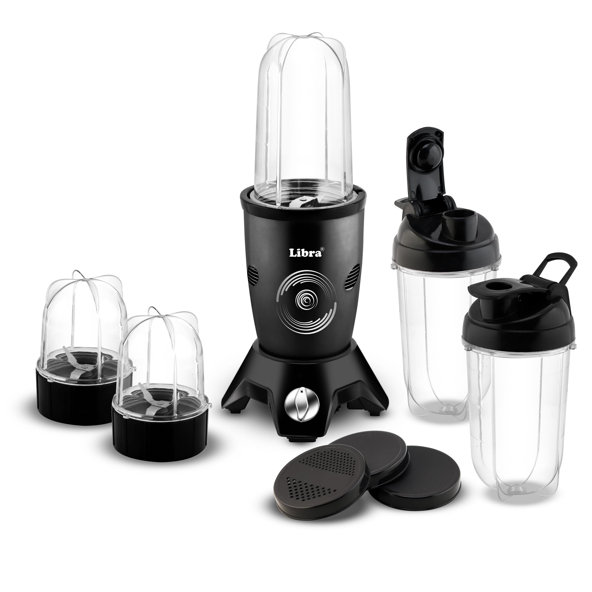 Libra Twist N Blend 500 Watts Bullet Mixer Grinder, Mixer Grinder with Pulse Function, Electric Blender for Smoothie and Juices, Juicer Mixer Grinder with 5 Jars, Nutri Blender for Kitchen(Black)