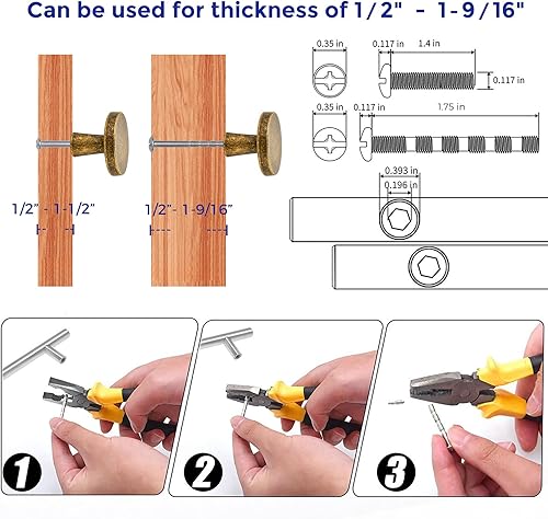 Miniatura 58 de Ravinte Paquete de 50 pomos de gabinete de cocina de 1-1/4 pulgadas, pomos redondos sólidos para cajones de aparador, pomos de tocador negro mate