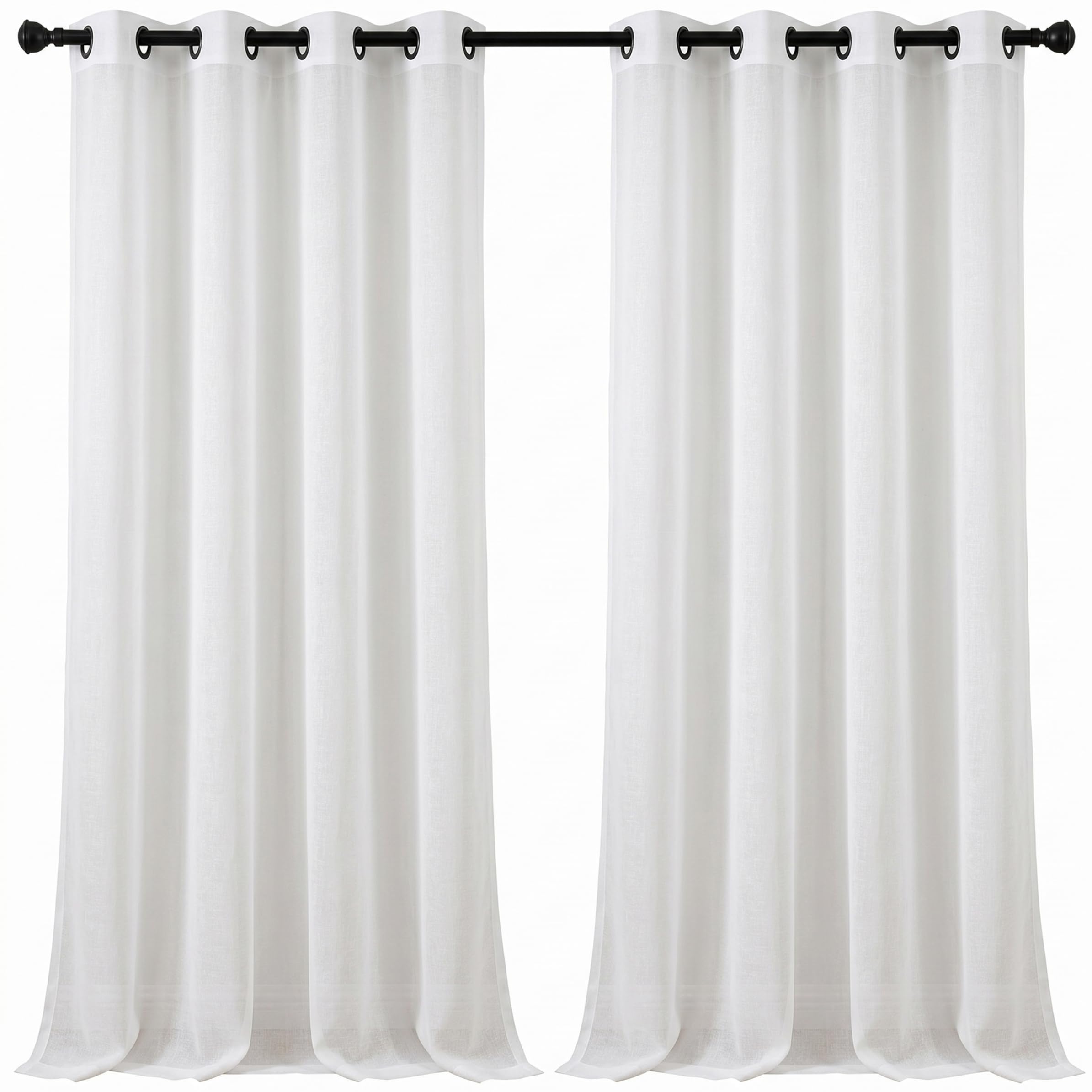 2 rideaux transparents blancs d'extérieur filtrant la lumière 52x84 pouces