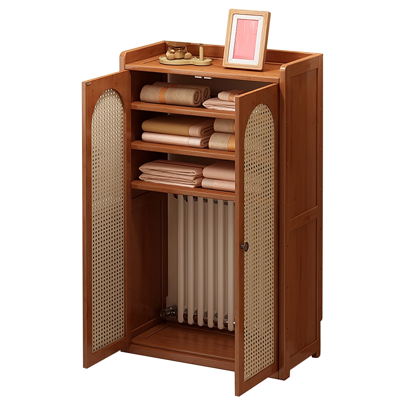 Armario para radiador de madera con puerta y estante elegante para salon