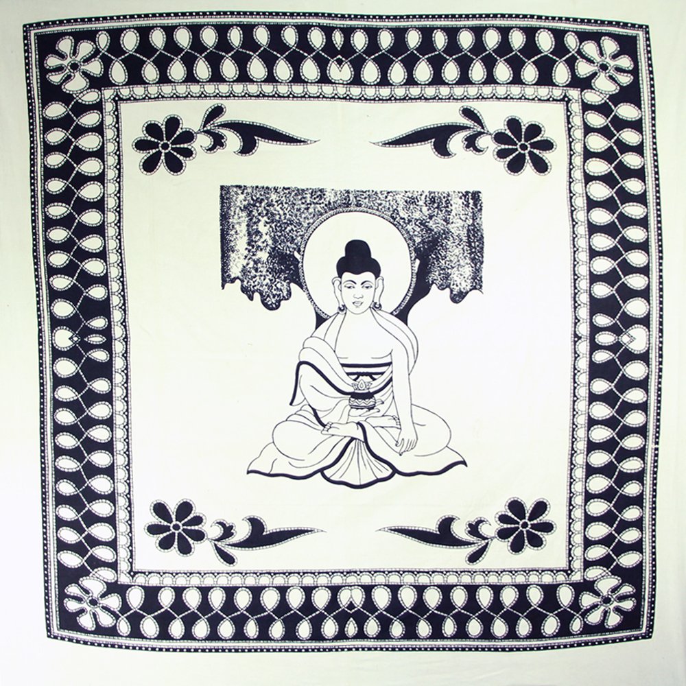 Shiva Black And White Black & White Buddha Cotton Throw/Wall Hanging