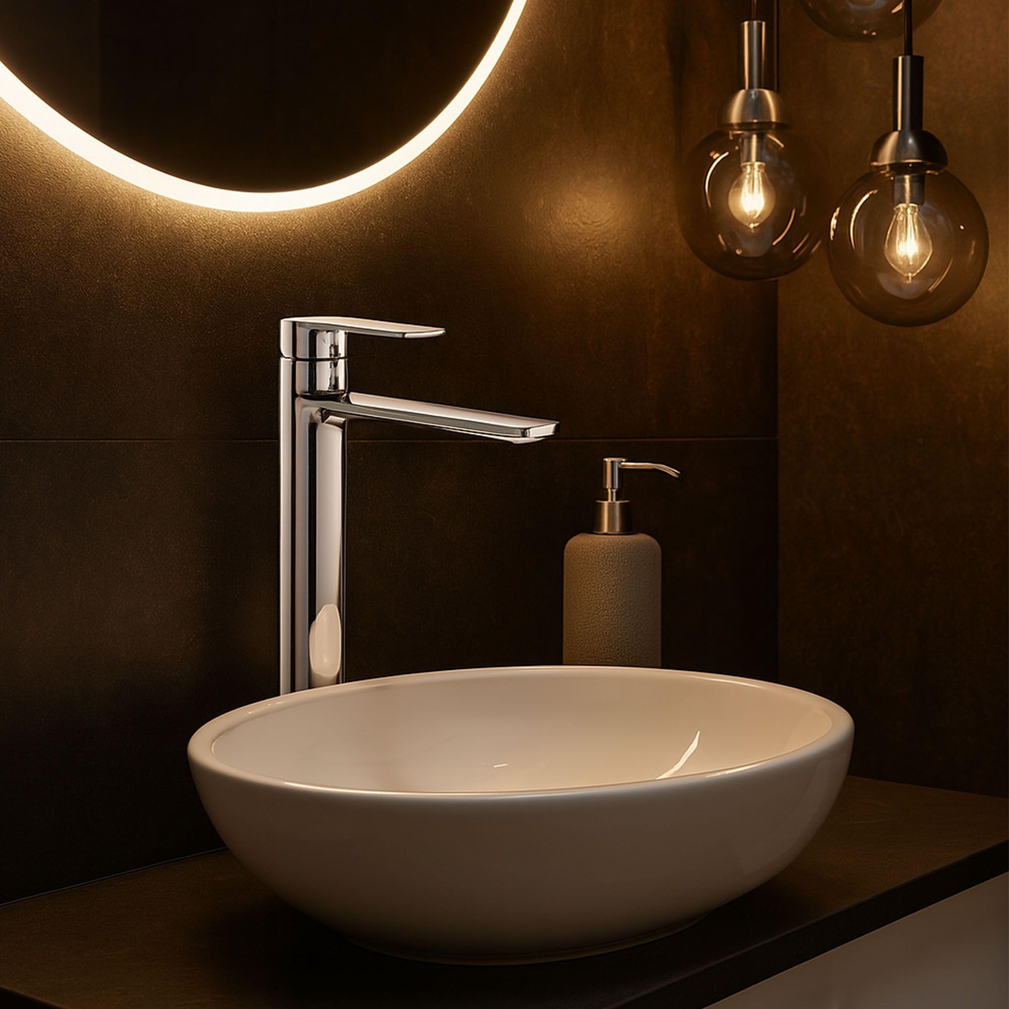 Design Sanitair Winkel | Stoere hoge robuuste wastafel mengkraan messing chroom
