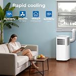 10,000 BTU Portable Air Conditioner with Cooling Dehumidifier Fan, Cools Room up to 450 sq ft, 3-in-1 AC Unit with Remote & Touch, 2 Speeds, 24H Timer, LED Display, Includes Window Kit, White